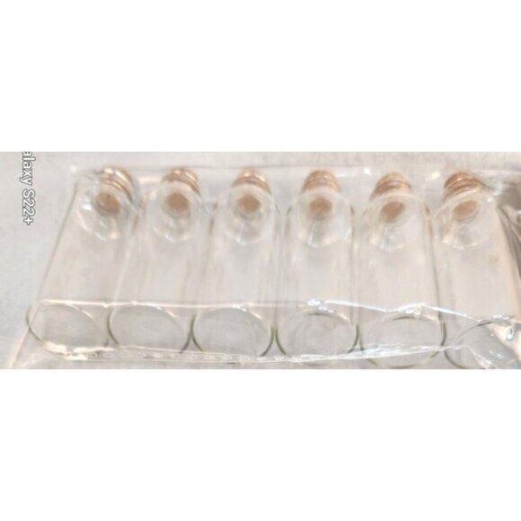 Set Of 6 Mini Clear Glass Bottles With Cork Closures 2.5x0.75 Inches Small Compa - Picture 7 of 7